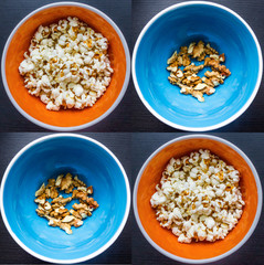 Bowl of tasty homemade popcorn.