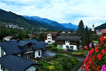 Fototapeta na wymiar Austrian Alps-view on the town Schladming