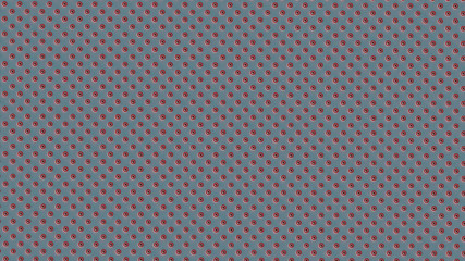Fototapeta na wymiar Symmetrically distributed red white striped dots or balls on light blue background - 3d illustration