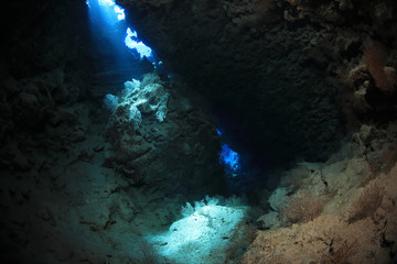 Underwater cave in the Great Barrier Reef