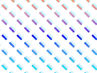 Symmetrically distributed, multicolored capsules on white background - 3d illustration