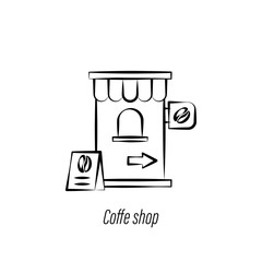 coffee shop hand draw icon. Element of coffee illustration icon. Signs and symbols can be used for web, logo, mobile app, UI, UX