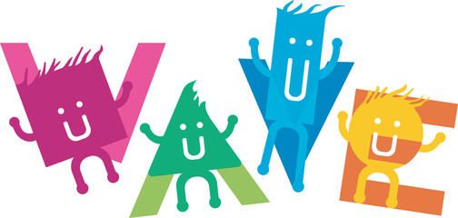 Geometric Characters Spell out Wave