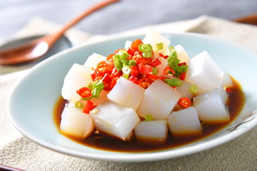 fresh salad with cheese and olives
