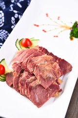 raw meat and vegetables