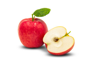 Fresh red apple isolated on  the white background. With clipping path.