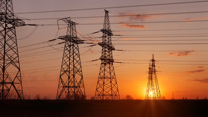 power line in the sunlight / bright abstract photo of the industrial zone