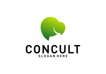 Business Consulting Logo Concept. App Chat Talk Bubble Logo Vector. Icon Symbol