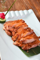 grilled beef steak on white plate