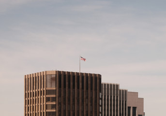 Top of building with flag