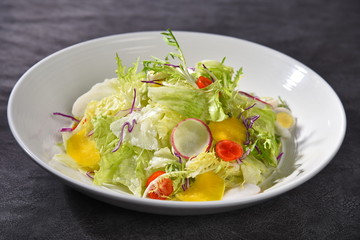 fresh salad with cheese and olives