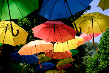colorful umbrellas on a background