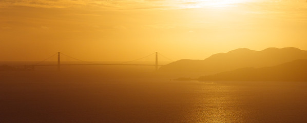sunset over Golden Gate Bridge