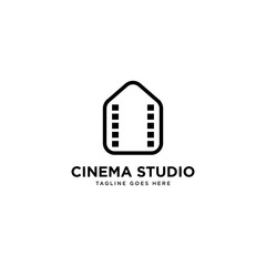 Cinema studio logo simple line logo template vector illustration - Vector