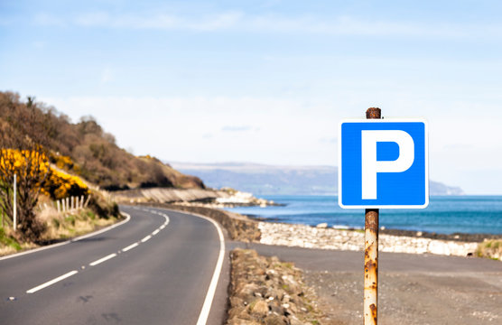 Parking area, Antrim Coast Road near Glenarm