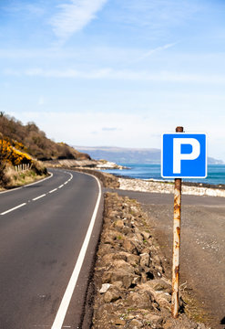 Parking area, Antrim Coast Road near Glenarm