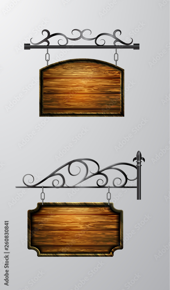 Wall mural hanging, wooden Board vector, wooden object for text.