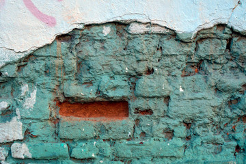 wall background brick texture painted brick and crumbling plaster