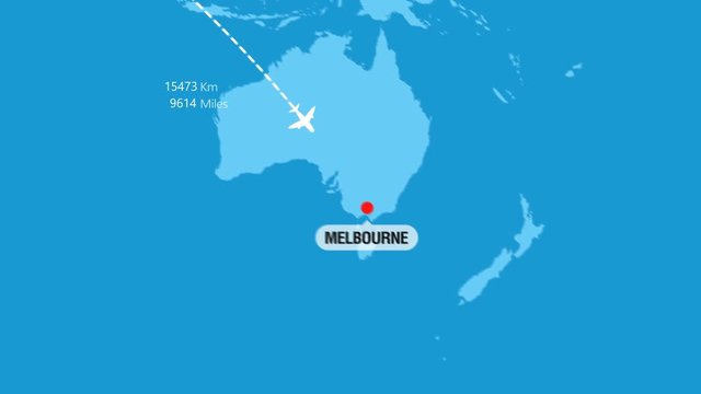 Paris to Melbourne Flight Travel Route