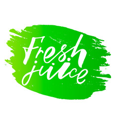 Fresh juice handlettering text. Design print for label, logo, sign, emblem. Vector illustration on background.  