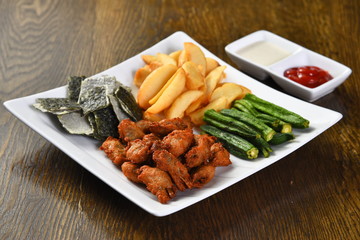 grilled meat and vegetables