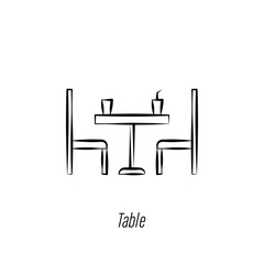 coffee table hand draw icon. Element of coffee illustration icon. Signs and symbols can be used for web, logo, mobile app, UI, UX