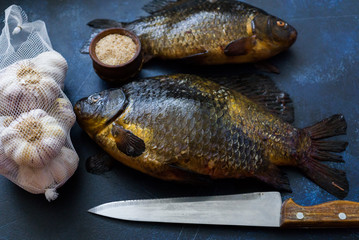 Freshwater fish roach, caught in lakes and rivers, preparing for frying.