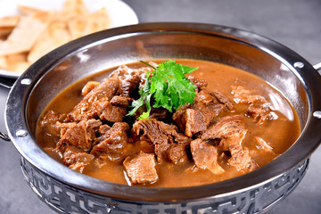 beef soup with meat and vegetables
