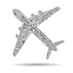 Have a nice trip collection of words as silhouette airplane Vector Illustration