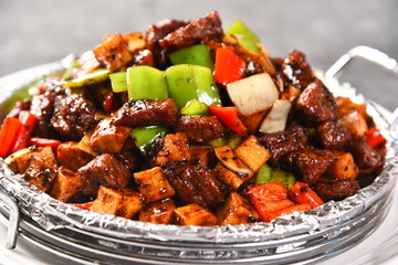 grilled meat with vegetables