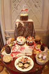 still life with festive Easter cakes. Easter holiday, traditional food. Christ is risen
