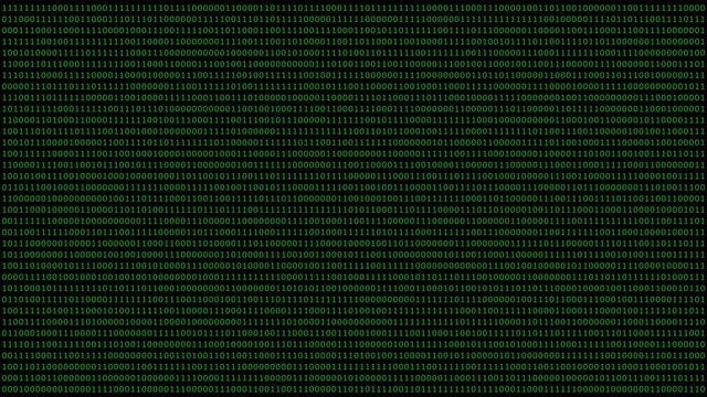 Binary code background with digits moving down on screen. Algorithm binary, data code, decryption and encoding, row matrix seamless loop abstract background.
