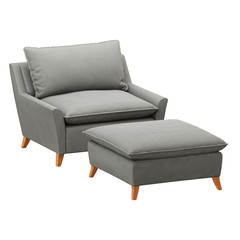 Gray armchair and pouf on white background 3d