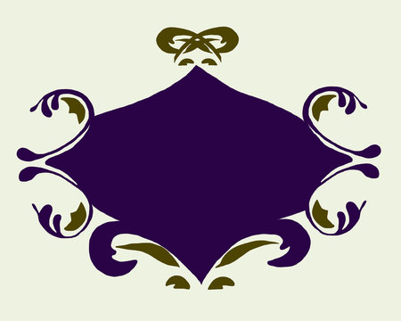 Royal frame with curls, rich blue color with space for text, invitation, wishes or beautiful quote.