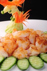 fresh vegetable salad with shrimps