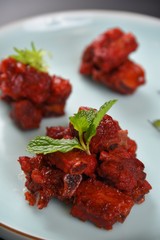 grilled meat and vegetables