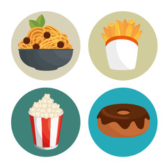 fast food icon set