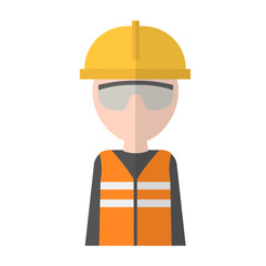 construction worker, builder, engineer character flat design, flat vector illustration.