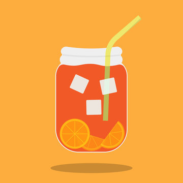 fresh orange juice in jar for summer, fresh smoothie fruit.