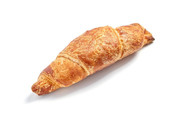 Single croissant isolated on white background
