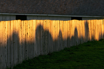 wooden fence with shadows