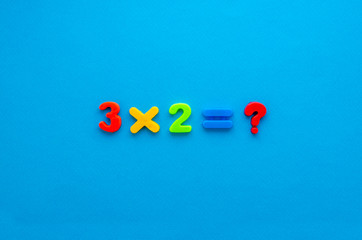 math action on blue paper background