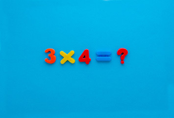 math action on blue paper background