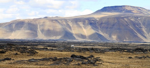 desert road to Herdubreid Mountain, Highlands, Iceland