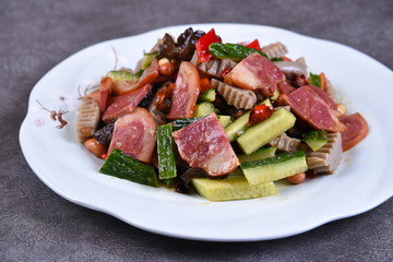 grilled meat and vegetables