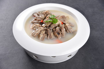 thai noodle soup with meat and vegetables