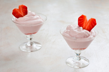 Milk dessert in a glass.