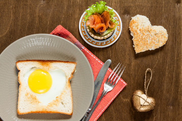 Breakfast with fried eggs.