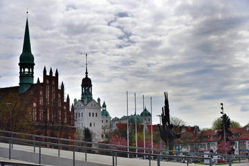 Obraz na płótnie Canvas Szczecin, panorama of the city with a view of the castle