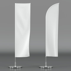 3d illustration render of an advertising flag mockup on a grey background